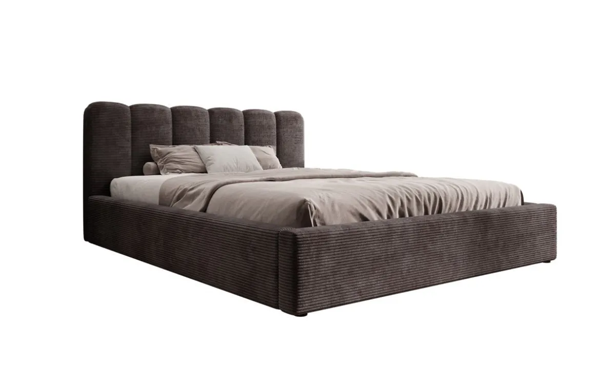 Designer Polsterbett Nerra in Cord mit Stauraum