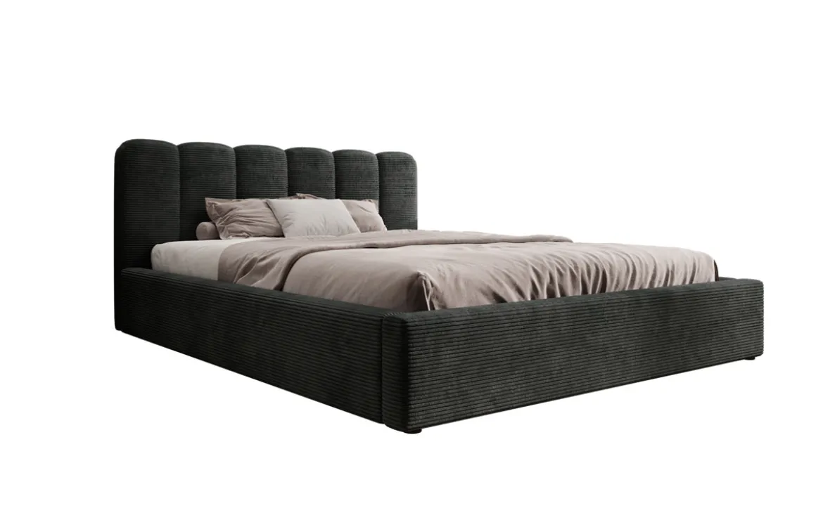 Designer Polsterbett Nerra in Cord mit Stauraum