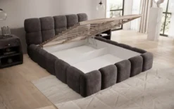 Designer Polsterbett Noeva in Cord mit Stauraum