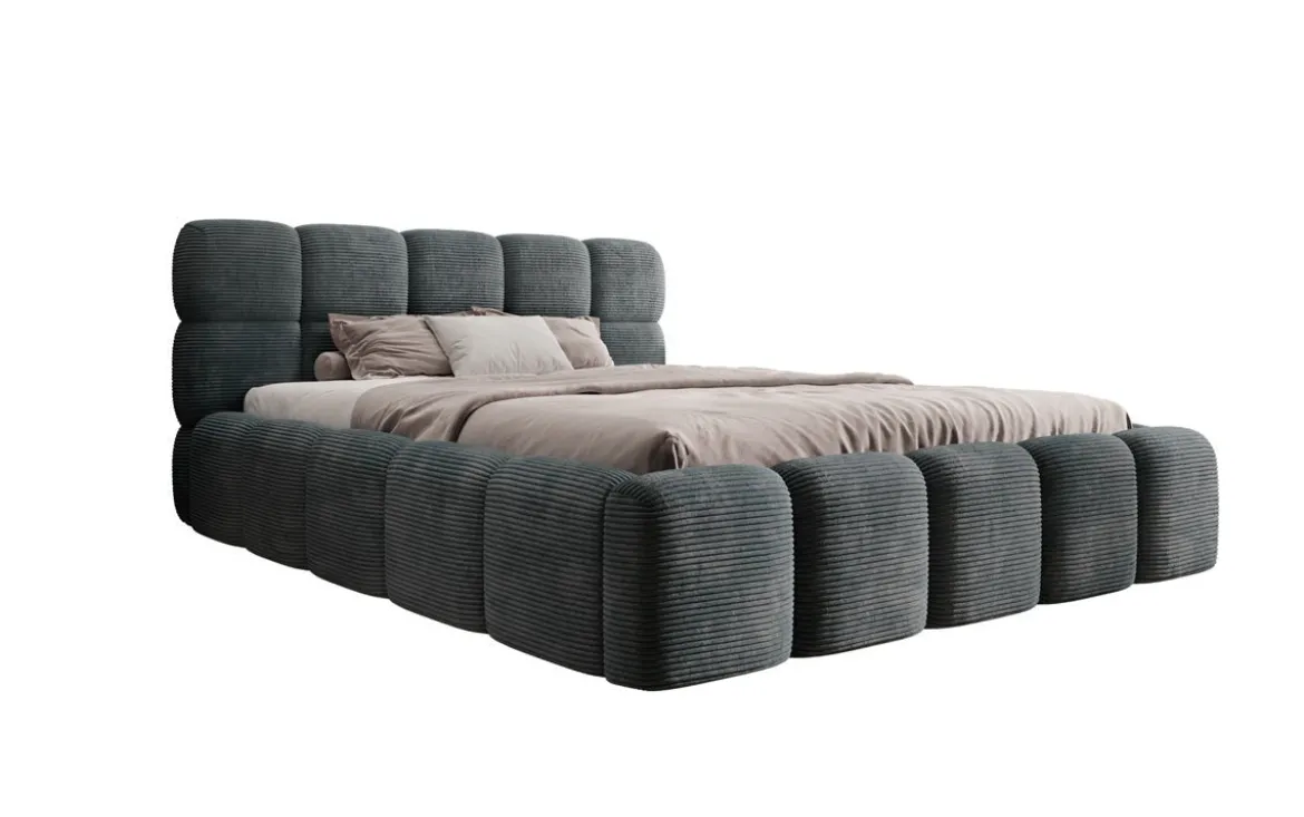 Designer Polsterbett Noeva in Cord mit Stauraum