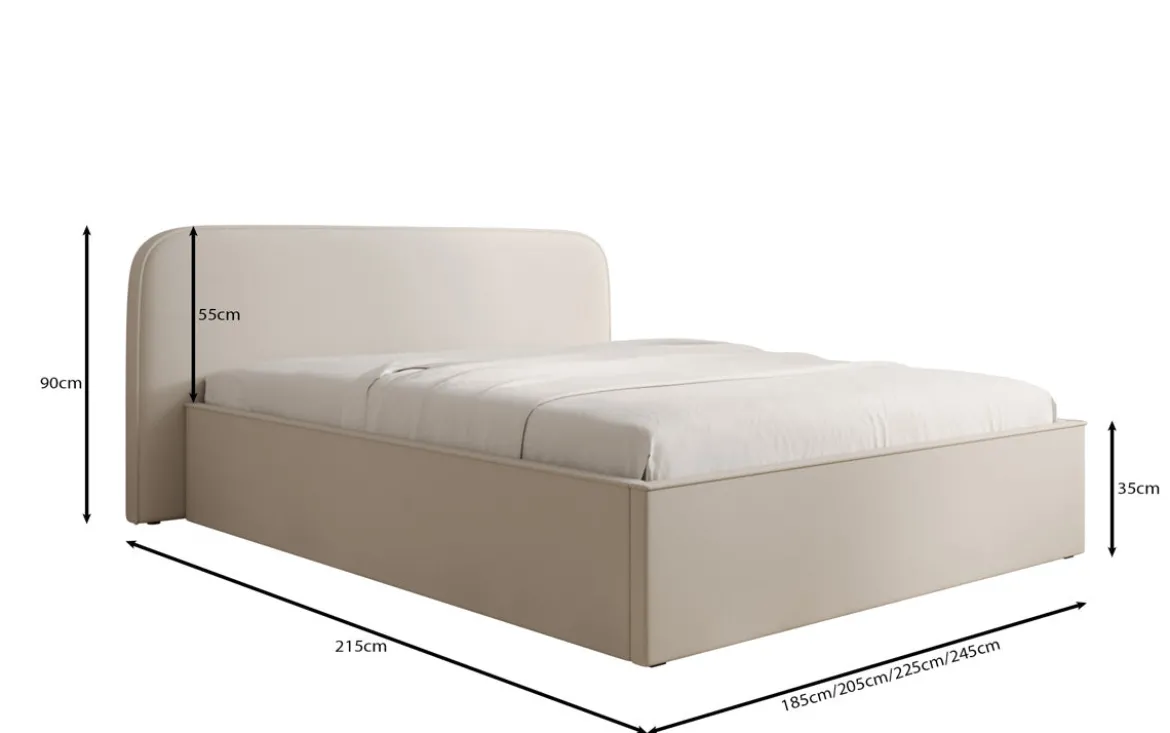 Designer Polsterbett Nola in Stoff mit Stauraum