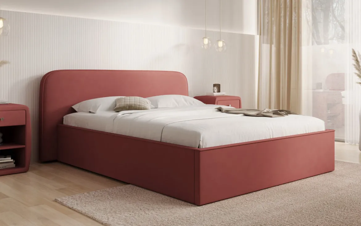 Designer Polsterbett Nola in Stoff mit Stauraum