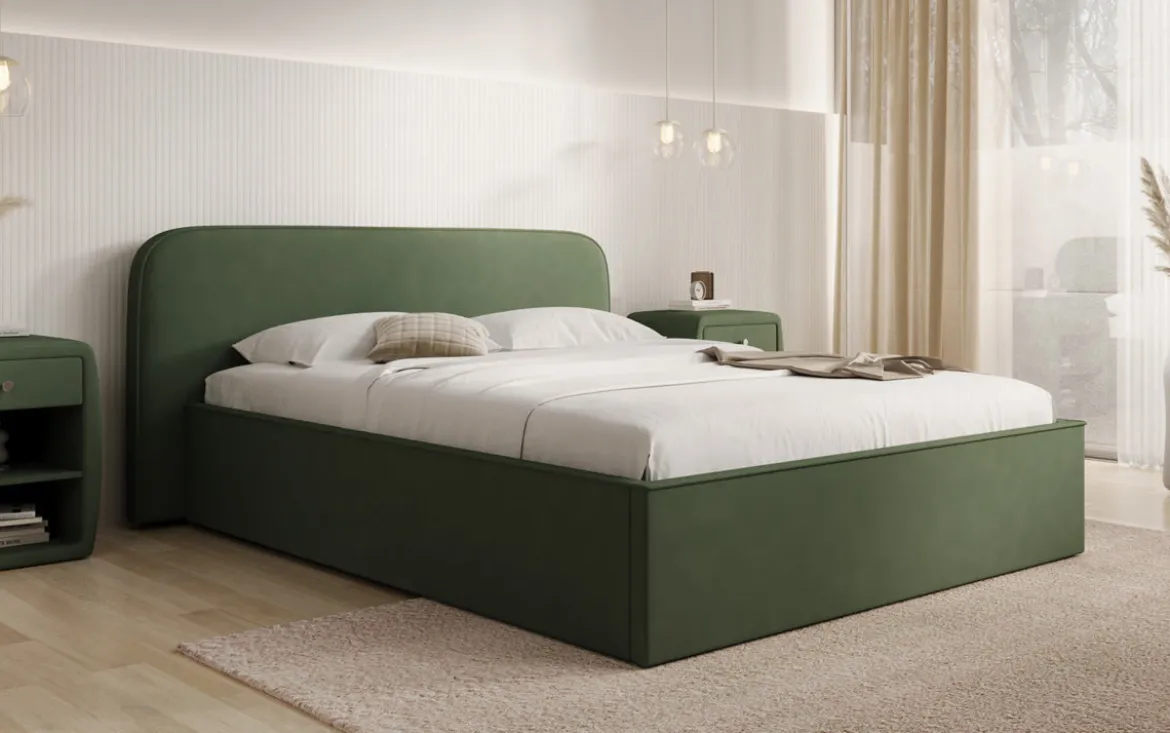 Designer Polsterbett Nola in Stoff mit Stauraum