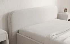 Designer Polsterbett Nola in Strukturstoff mit Stauraum