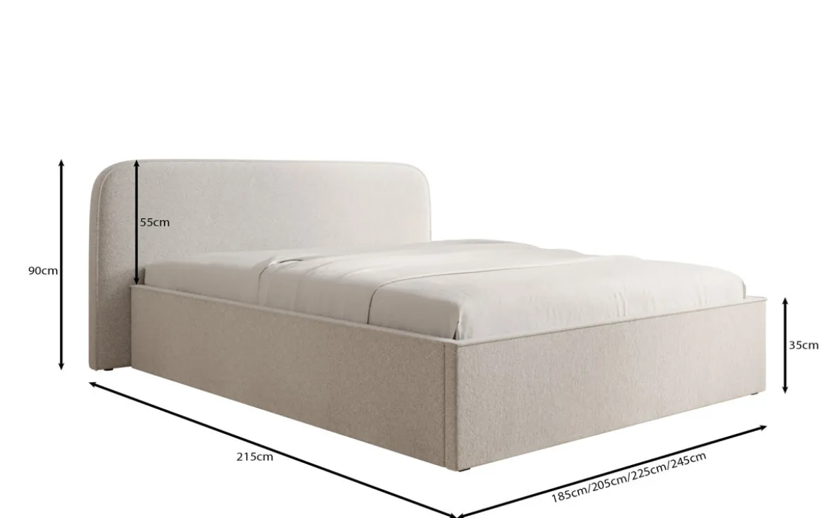 Designer Polsterbett Nola in Strukturstoff mit Stauraum