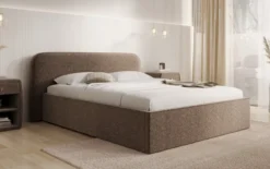 Designer Polsterbett Nola in Strukturstoff mit Stauraum