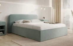 Designer Polsterbett Nola in Strukturstoff mit Stauraum