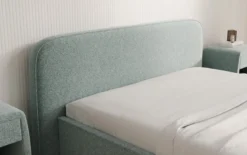 Designer Polsterbett Nola in Strukturstoff mit Stauraum