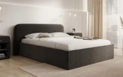 Designer Polsterbett Nola in Strukturstoff mit Stauraum