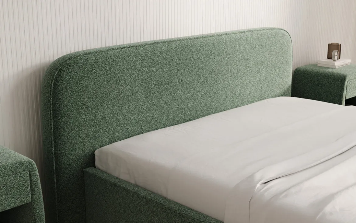 Designer Polsterbett Nola in Strukturstoff mit Stauraum