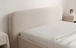 Designer Polsterbett Nola in Strukturstoff mit Stauraum