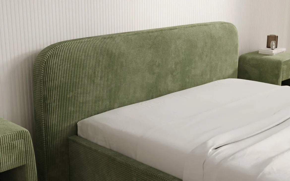 Designer Polsterbett Nola in Cord mit Stauraum