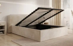 Designer Polsterbett Nola in Cord mit Stauraum