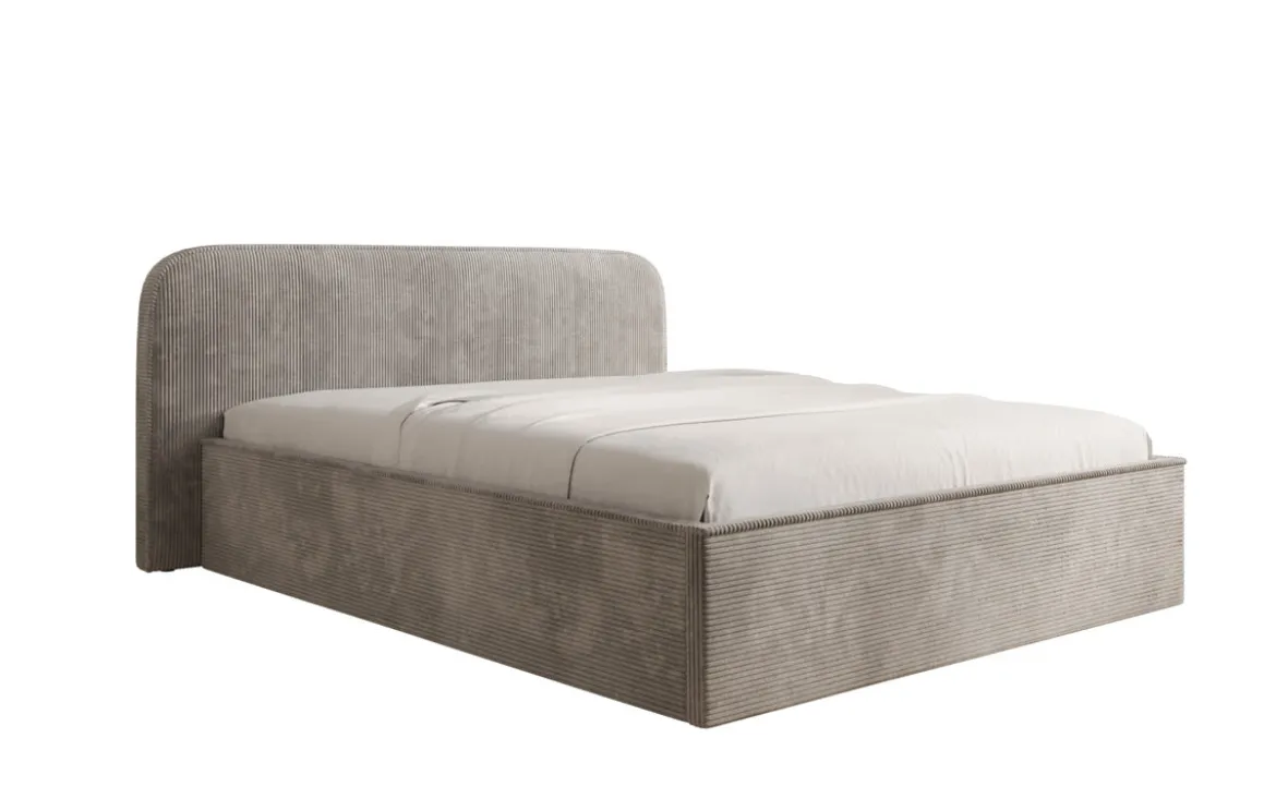Designer Polsterbett Nola in Cord mit Stauraum