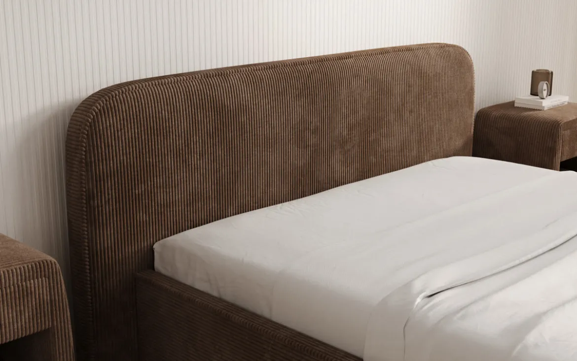Designer Polsterbett Nola in Cord mit Stauraum