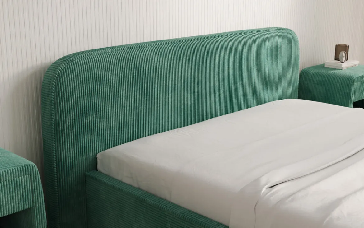 Designer Polsterbett Nola in Cord mit Stauraum