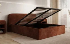 Designer Polsterbett Nola in Cord mit Stauraum