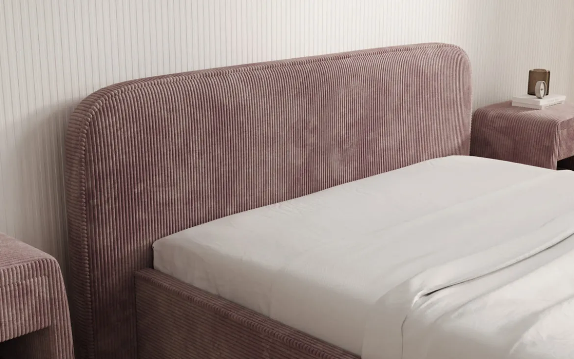 Designer Polsterbett Nola in Cord mit Stauraum