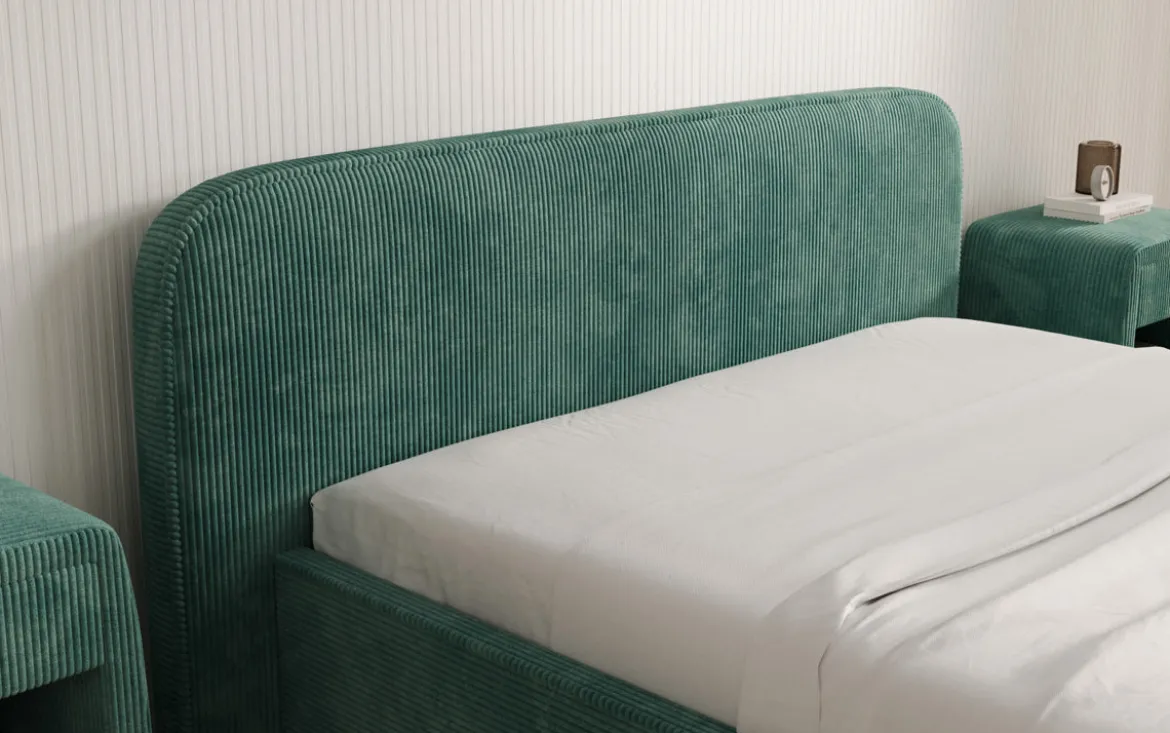 Designer Polsterbett Nola in Cord mit Stauraum