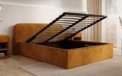 Designer Polsterbett Nola in Cord mit Stauraum