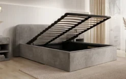 Designer Polsterbett Nola in Cord mit Stauraum