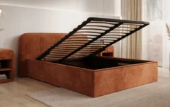 Designer Polsterbett Nola in Cord mit Stauraum