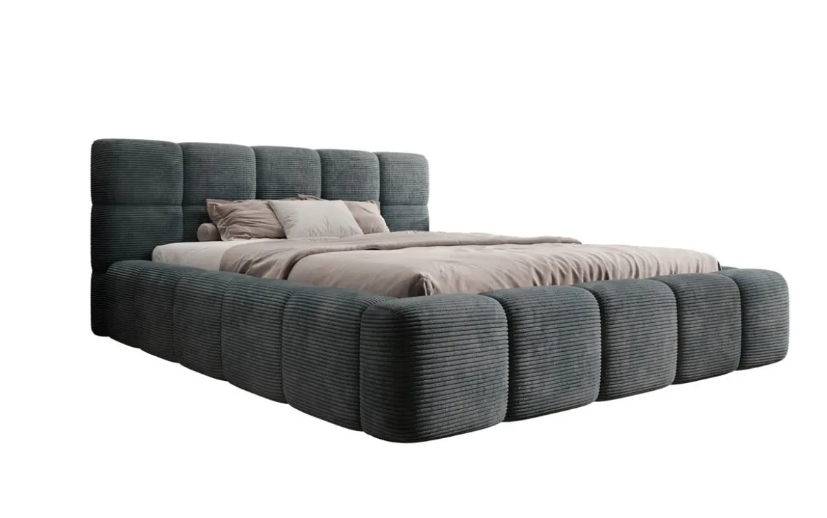 Designer Polsterbett Nox in Cord mit Stauraum