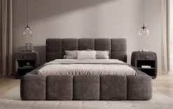 Designer Polsterbett Nox in Cord mit Stauraum