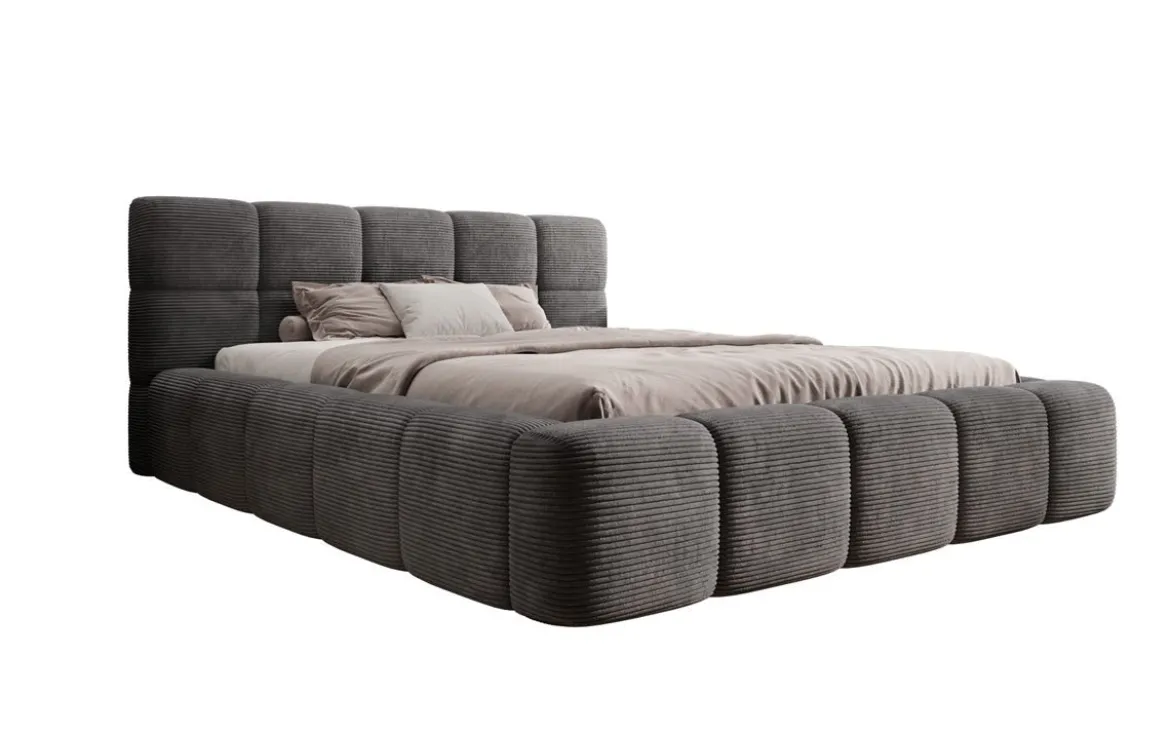 Designer Polsterbett Nox in Cord mit Stauraum