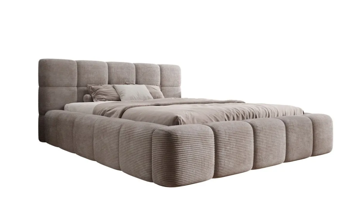 Designer Polsterbett Nox in Cord mit Stauraum