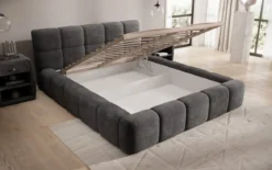 Designer Polsterbett Nox in Cord mit Stauraum