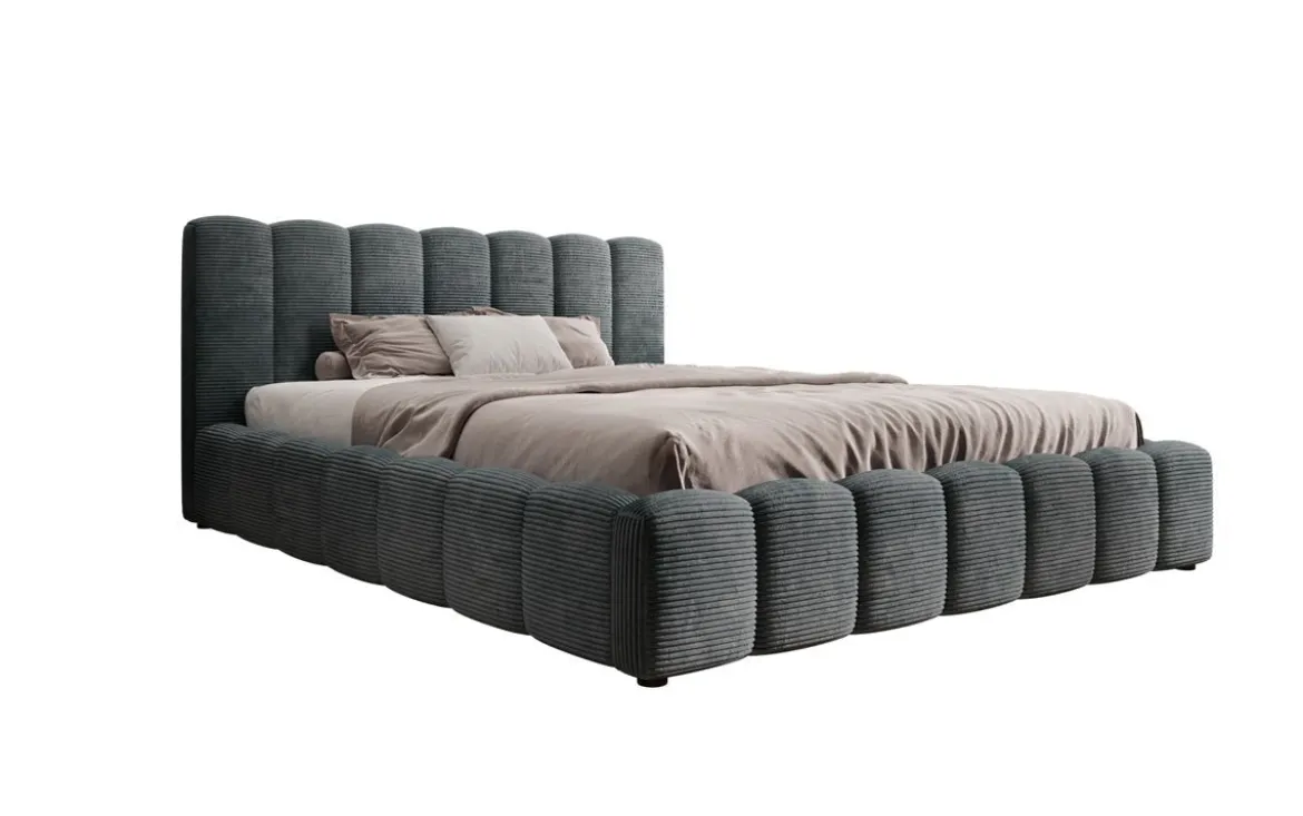 Designer Polsterbett Nuveo in Cord mit Stauraum