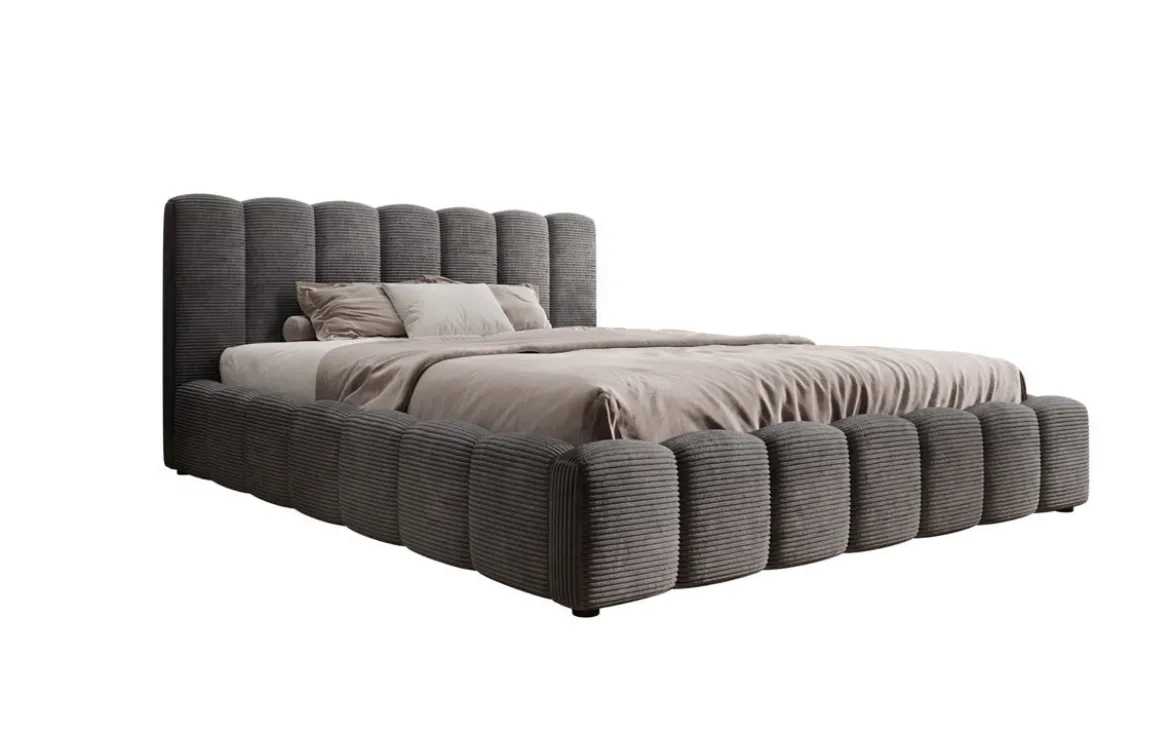 Designer Polsterbett Nuveo in Cord mit Stauraum