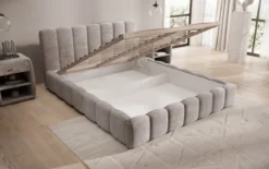 Designer Polsterbett Nuveo in Cord mit Stauraum