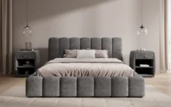 Designer Polsterbett Nuveo in Cord mit Stauraum