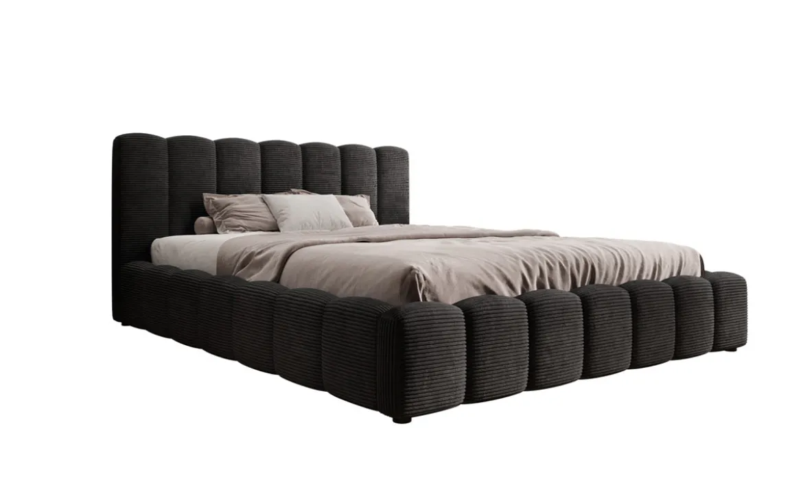 Designer Polsterbett Nuveo in Cord mit Stauraum