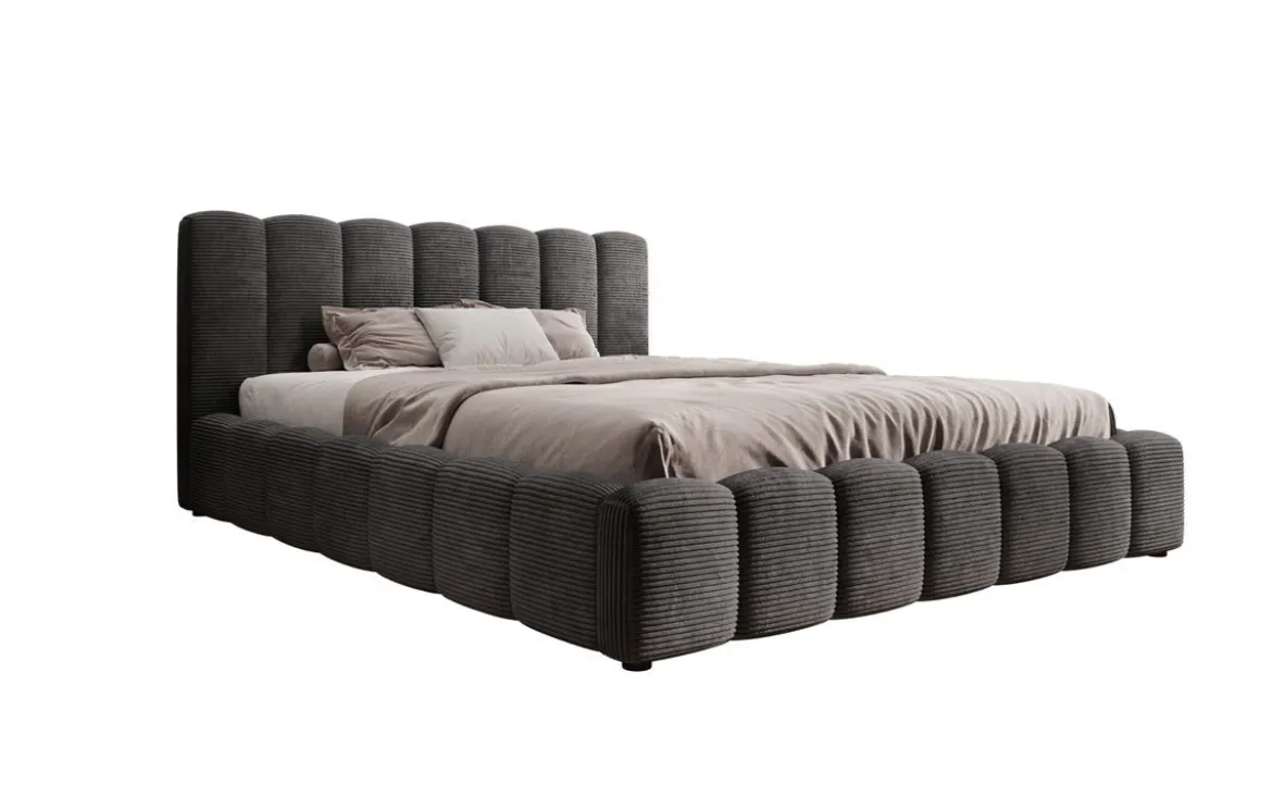 Designer Polsterbett Nuveo in Cord mit Stauraum