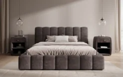 Designer Polsterbett Nuveo in Cord mit Stauraum