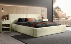 Designer Polsterbett Ophelia in Bouclé mit Stauraum