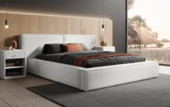 Designer Polsterbett Ophelia in Bouclé mit Stauraum