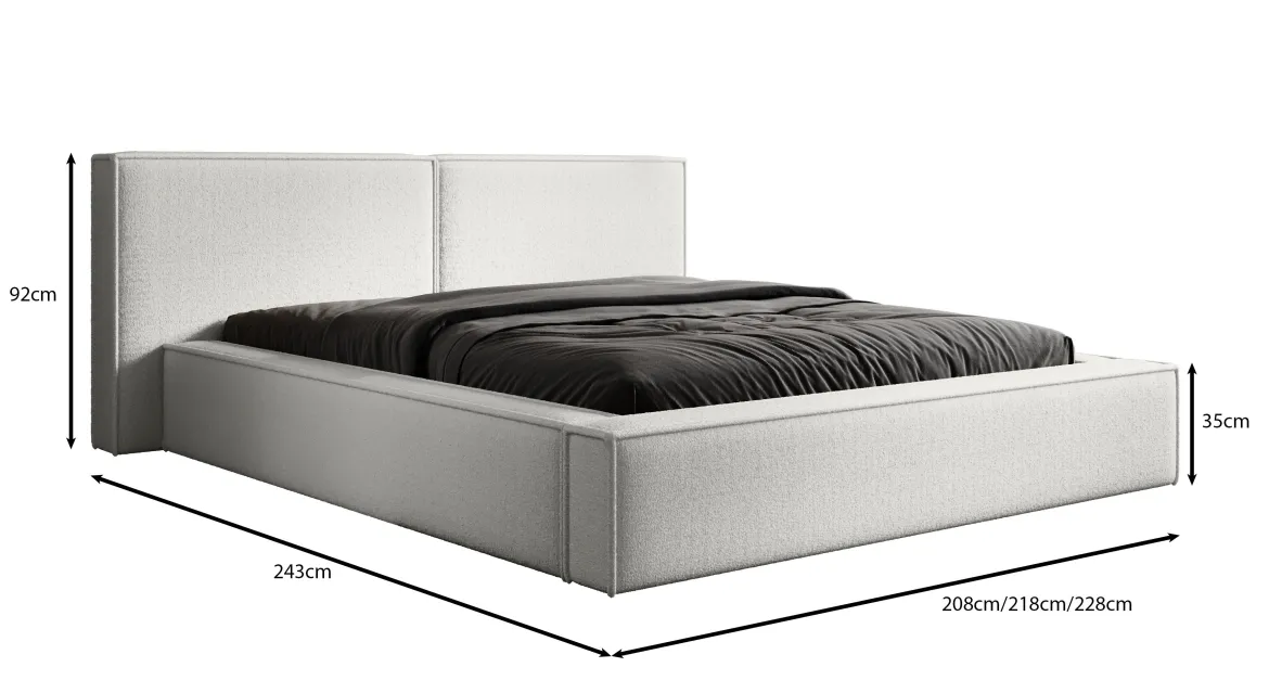 Designer Polsterbett Ophelia in Stoff mit Stauraum