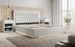 Designer Polsterbett Relina inkl. RGB, USB und Stauraum