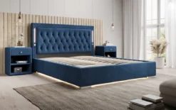Designer Polsterbett Relina inkl. RGB, USB und Stauraum