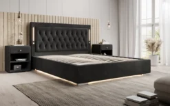 Designer Polsterbett Relina inkl. RGB, USB und Stauraum