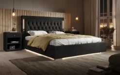 Designer Polsterbett Relina inkl. RGB, USB und Stauraum