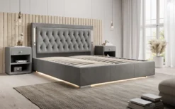 Designer Polsterbett Relina inkl. RGB, USB und Stauraum