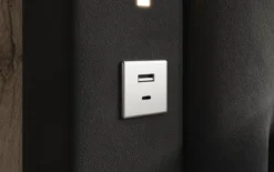 Designer Polsterbett Relina inkl. RGB, USB und Stauraum