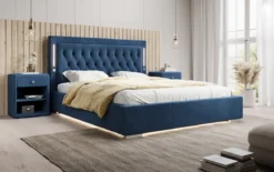 Designer Polsterbett Relina inkl. RGB, USB und Stauraum