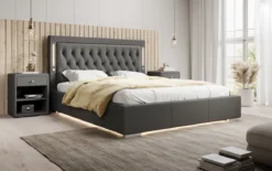 Designer Polsterbett Rio inkl. RGB, USB und Stauraum