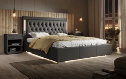 Designer Polsterbett Rio inkl. RGB, USB und Stauraum